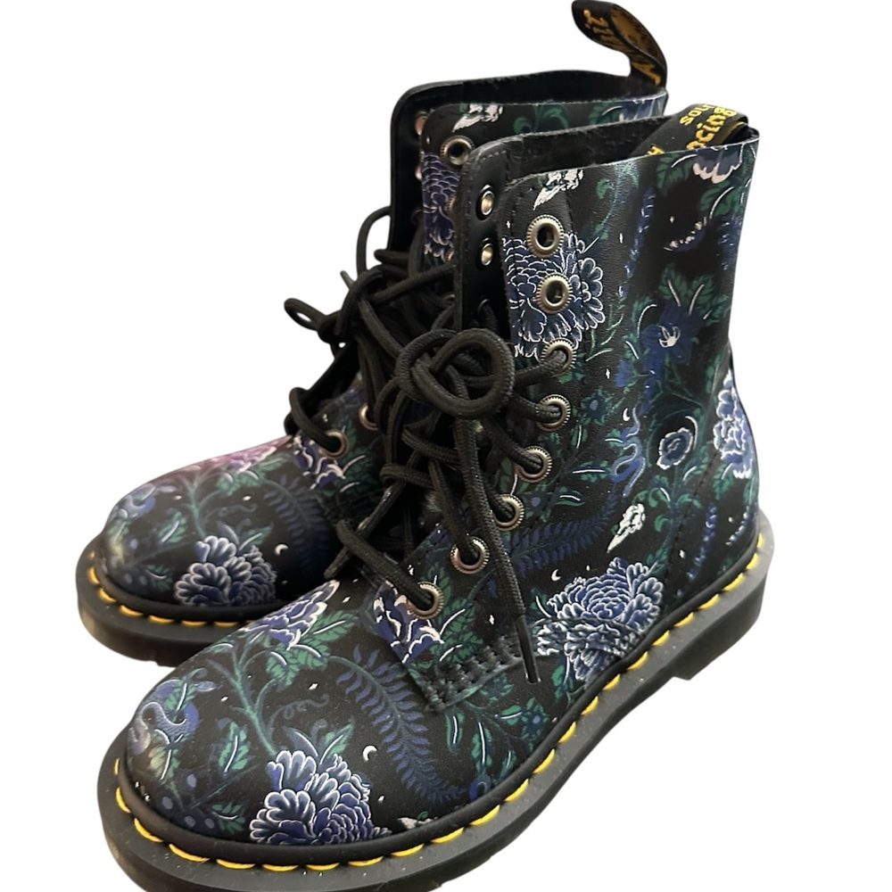 Dr. Martens Women's Black Floral Combat Boots